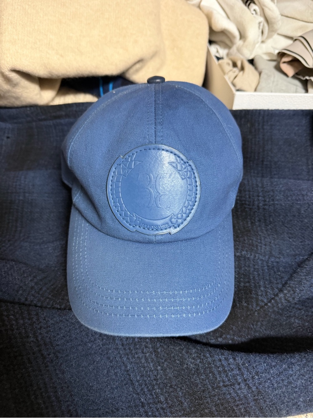 Blue Leather-Patch Baseball Cap - Men's Hat